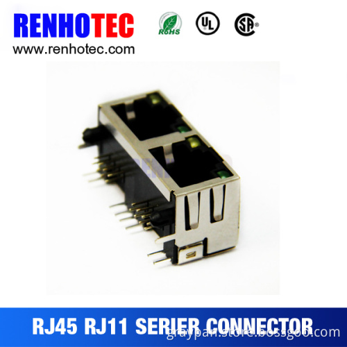 RJ45 Female 8p8c Connector with led and emi